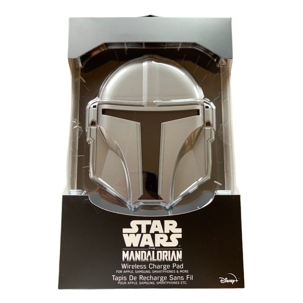Star Wars The Mandalorian Wireless Charge Pad Unisex OS Silver New LED Helmet